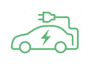 Illustration of green electric car icon