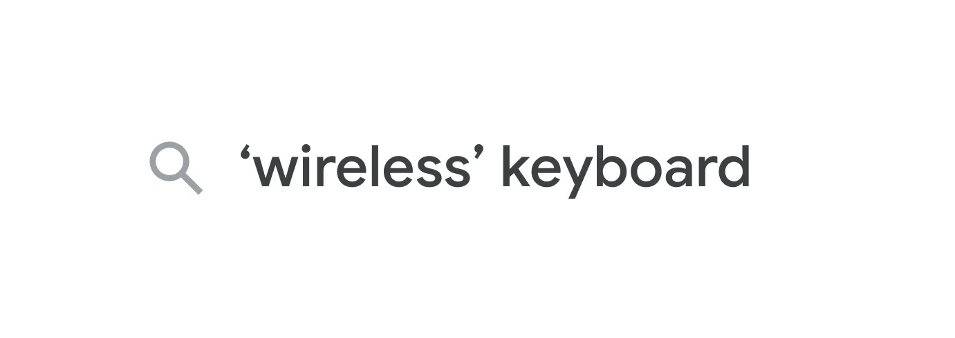 Search bar illustration with the query "wireless" keyboard