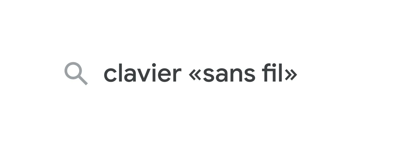 Illustration de la barre de recherche avec la requête «&nbsp;clavier "sans fil"&nbsp;»